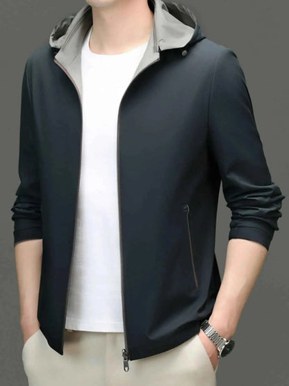 Men's Plus Size Zip Up Long Sleeve Hooded Jacket