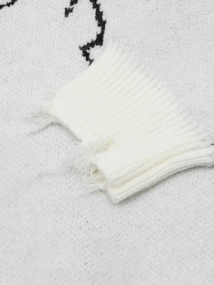 Men's Letter Round Neck Long Sleeve Sweater