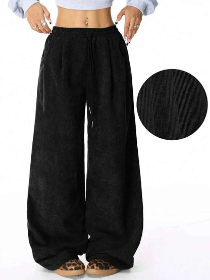 Drawstring Wide Leg Pants