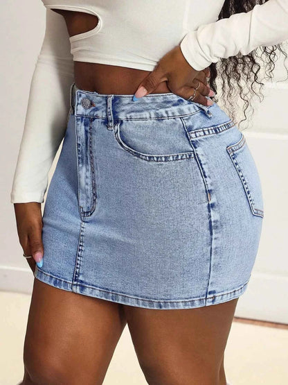 High Waist Mini Denim Skirt