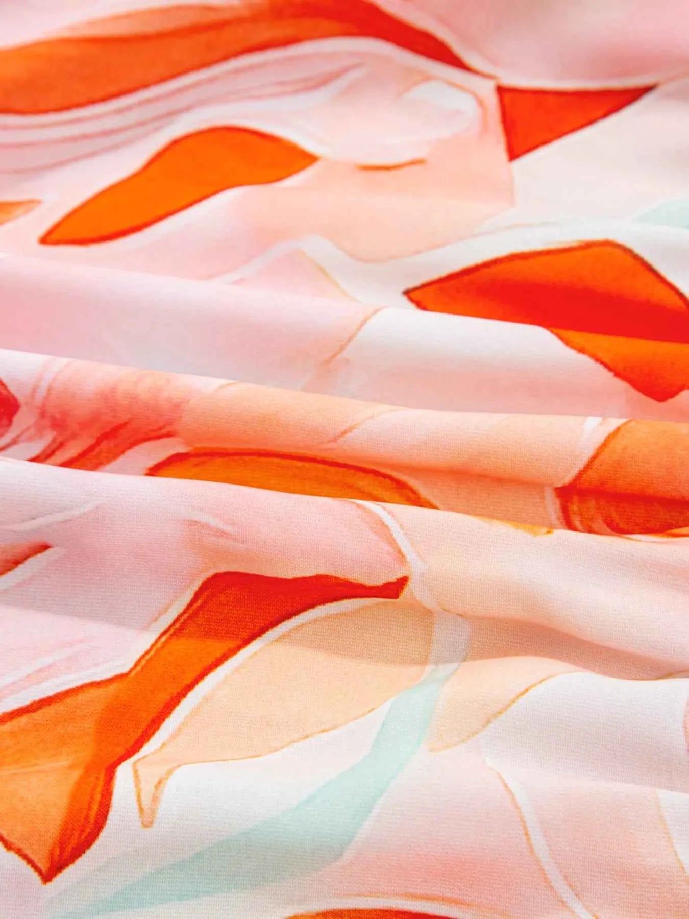 Abstract Print Long Sleeve Tiered Mini Dress