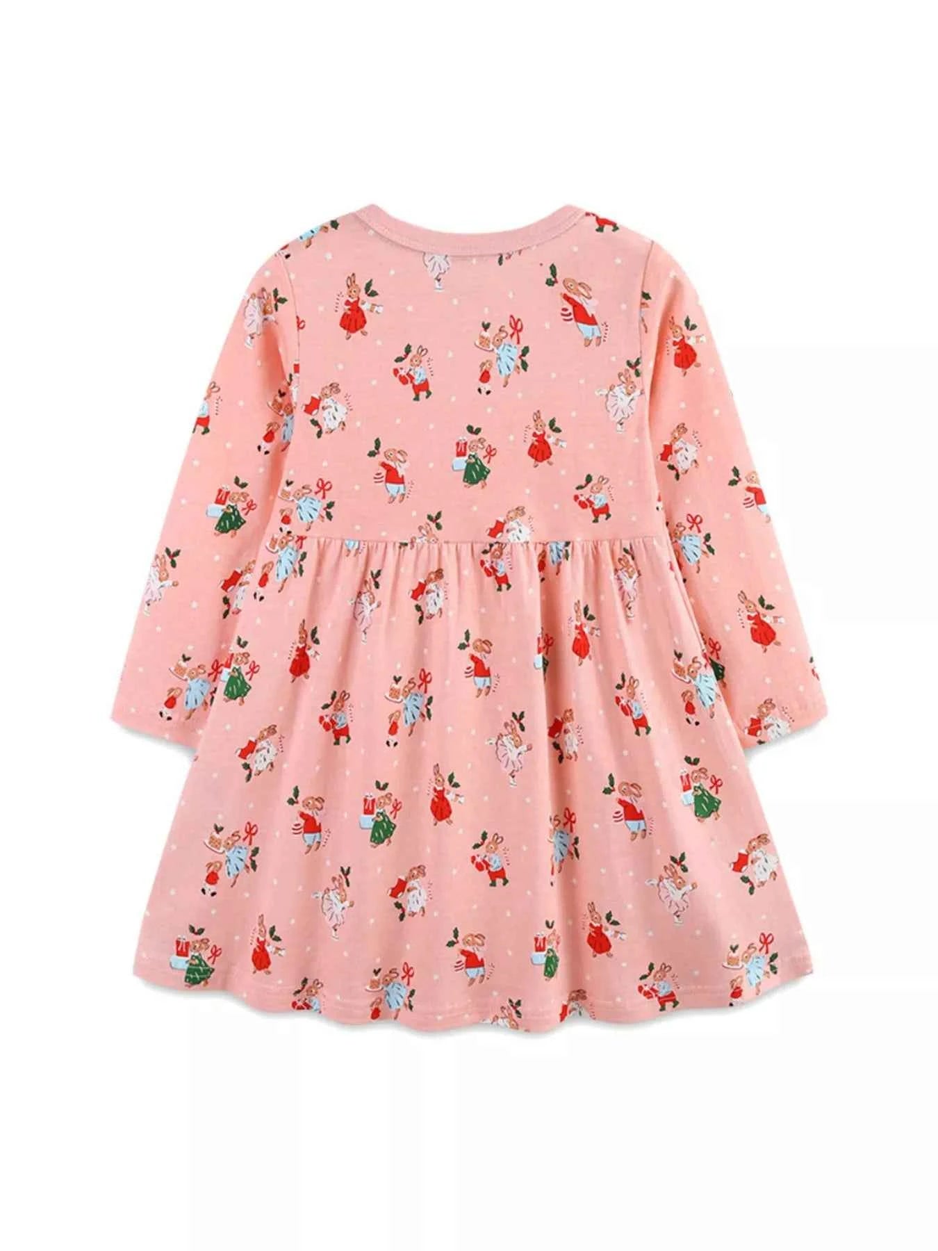 Children's Christmas Print Long Sleeve Dress