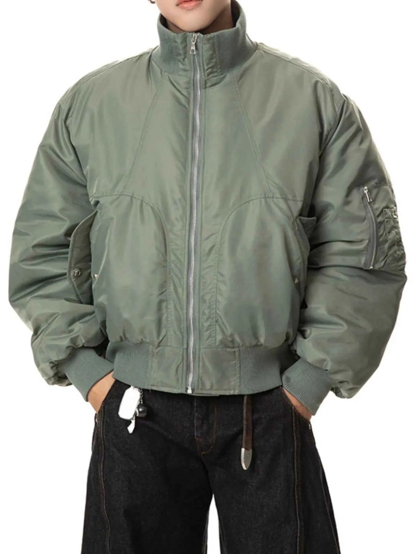 Men's Zip Up Long Sleeve Bomber Jacket