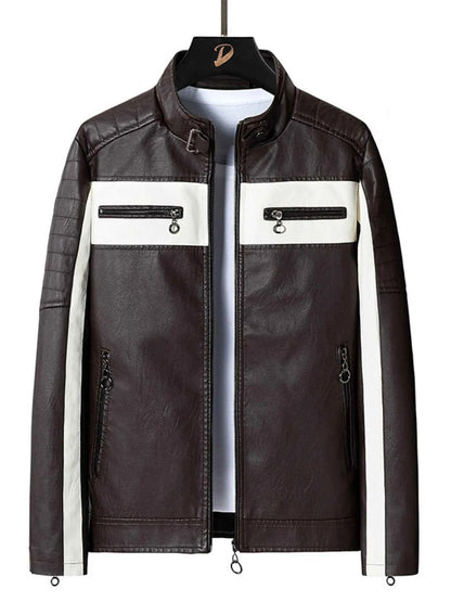 Men's Plus Size Zip Up Long Sleeve Contrast Jacket