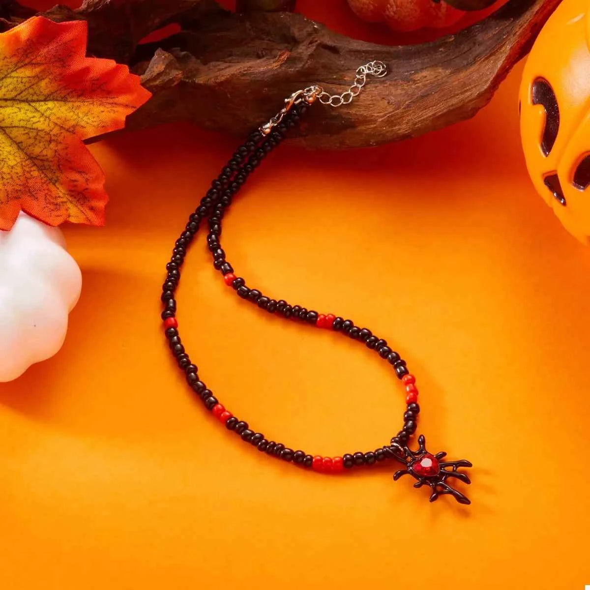Halloween Spider Web Beaded Necklace