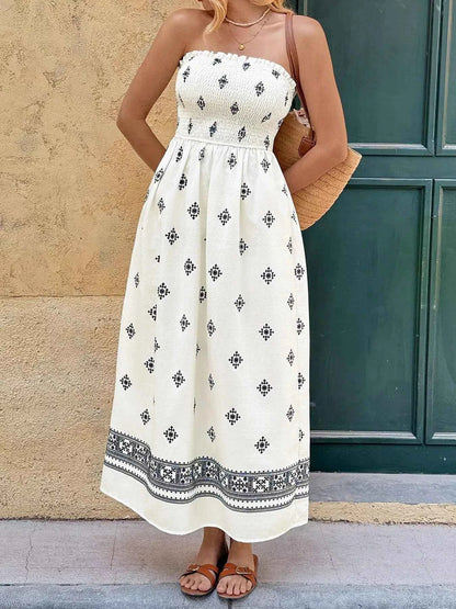 Smocked Tube Midi Dress