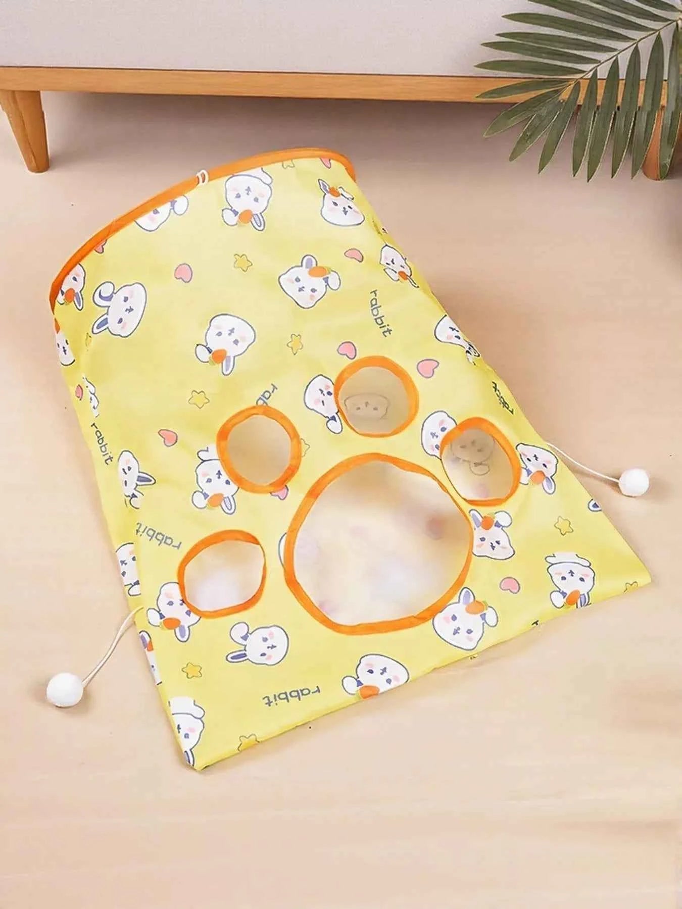 Cartoon Pattern Collapsible Cat Tunnel Pet Toy