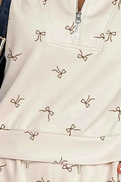 Bow Print Cap Sleeve Top and Shorts Set