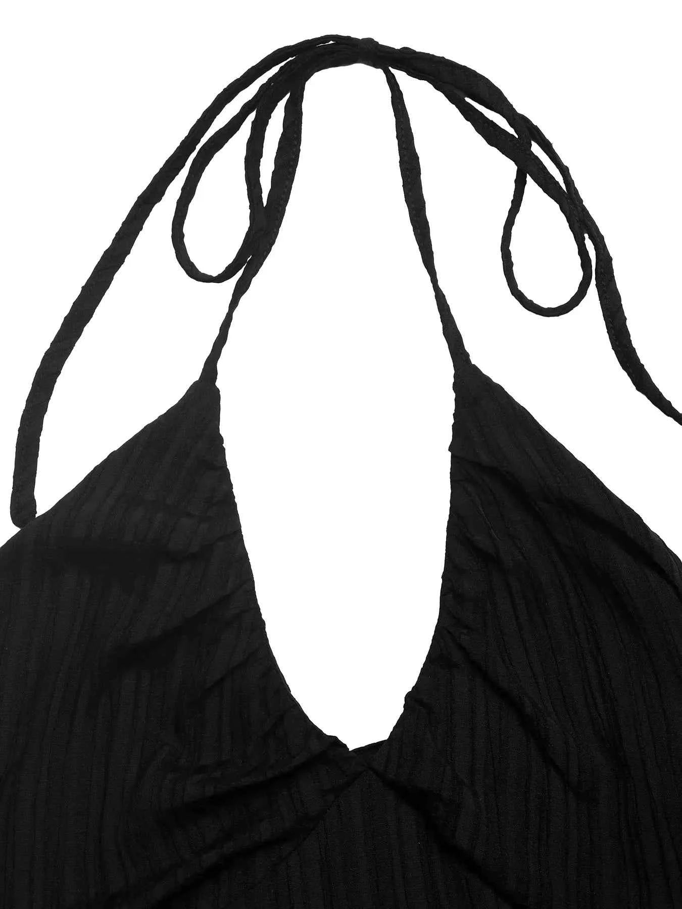 Halter Neck Pleated Maxi Dress