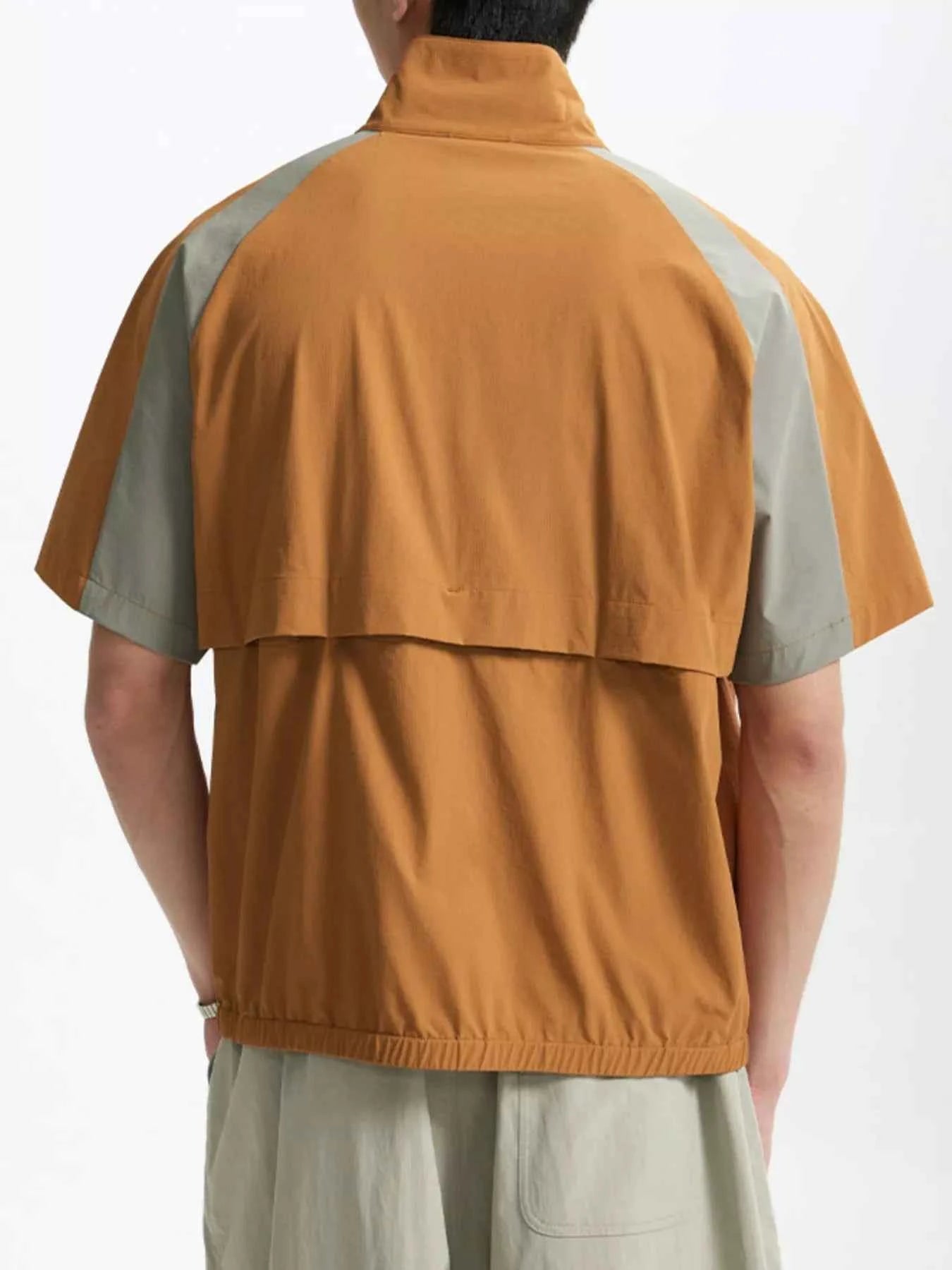 Men's Color Block Zip Up Short Sleeve Jacket