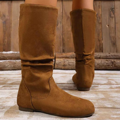 Round Toe Side Zip Boots