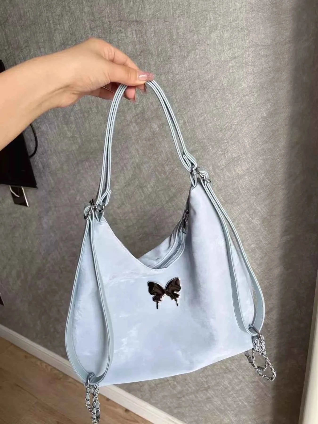 Butterfly Decor Convertible Shoulder Bag