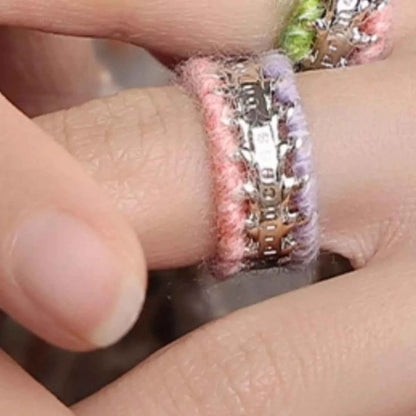 Brass Yarn-Wrapped Open Ring