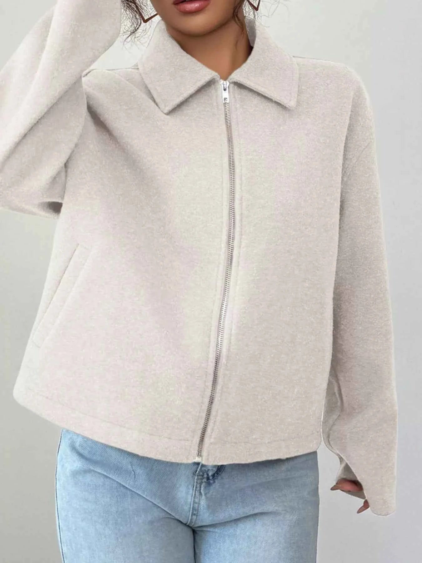 Casual Zip-Up Long Sleeve Jacket