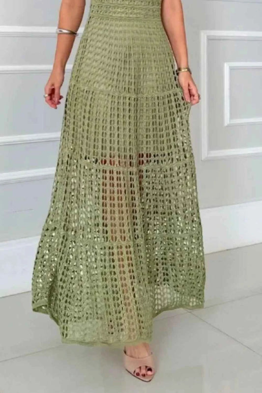 Hollowed-Out Sleeveless Maxi Dress