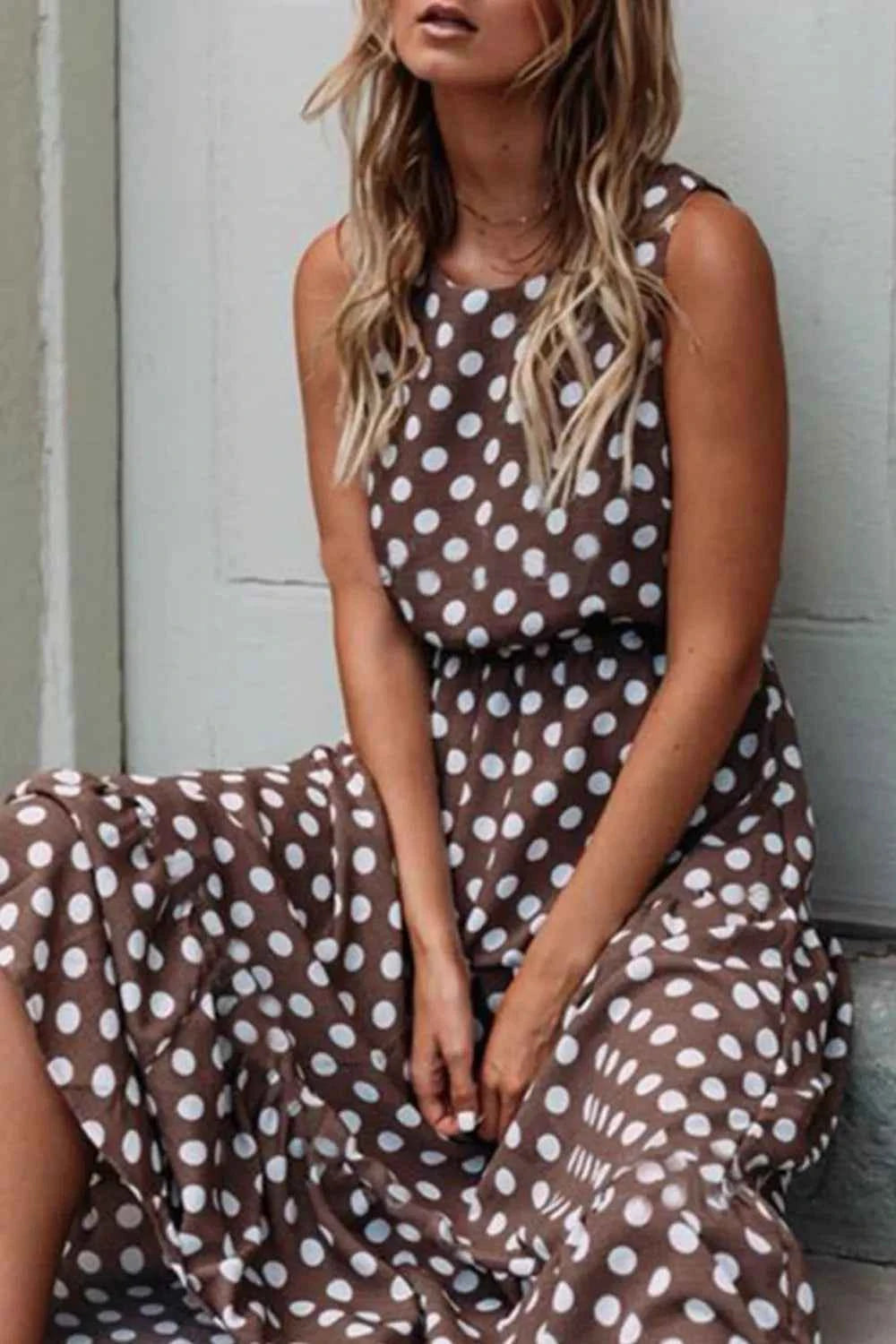 Sleeveless Polka Dot Casual Dress