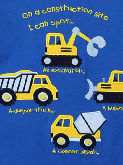 Children's Construction Vehicles Crew Neck T-Shirt