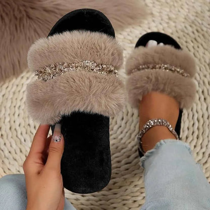 Open Toe Fuzzy Slippers