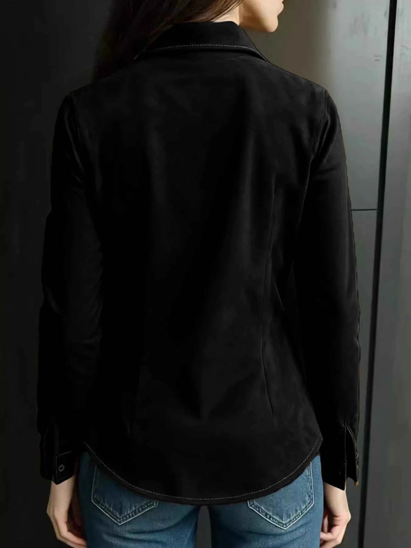 Suede Button-Down Shirt