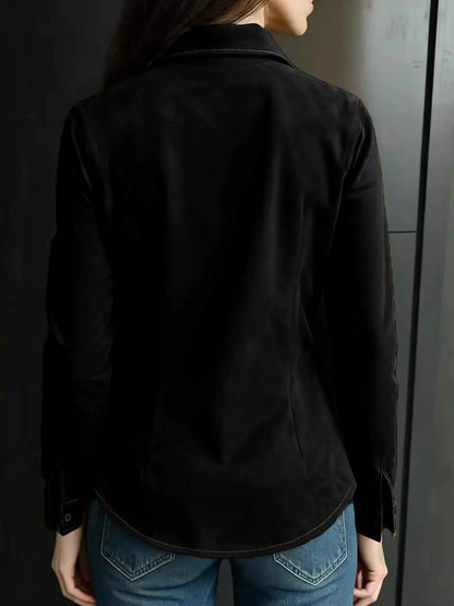 Suede Button-Down Shirt