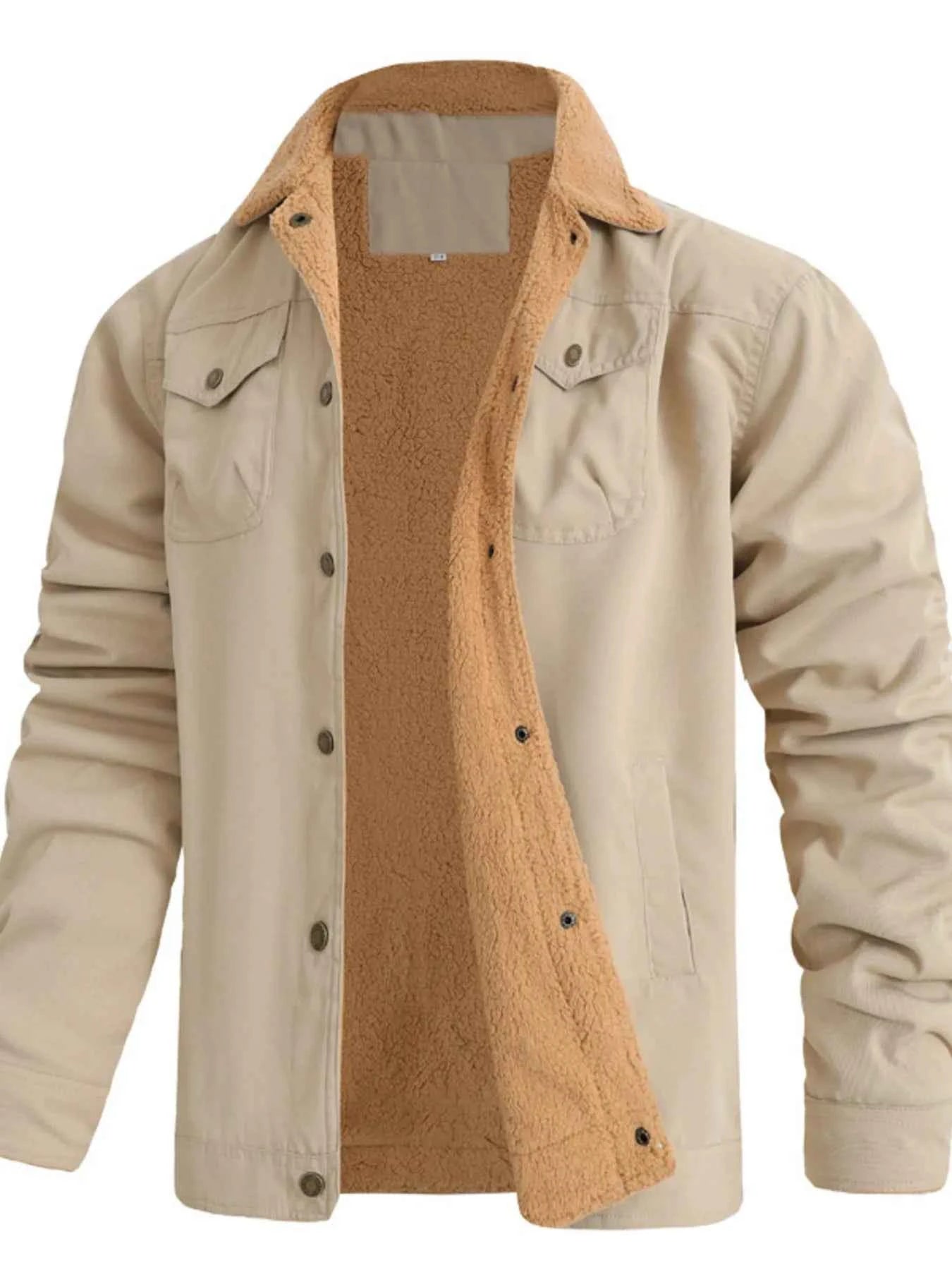 Men's Full Size Sherpa Lined Long Sleeve Jacket Plus Size