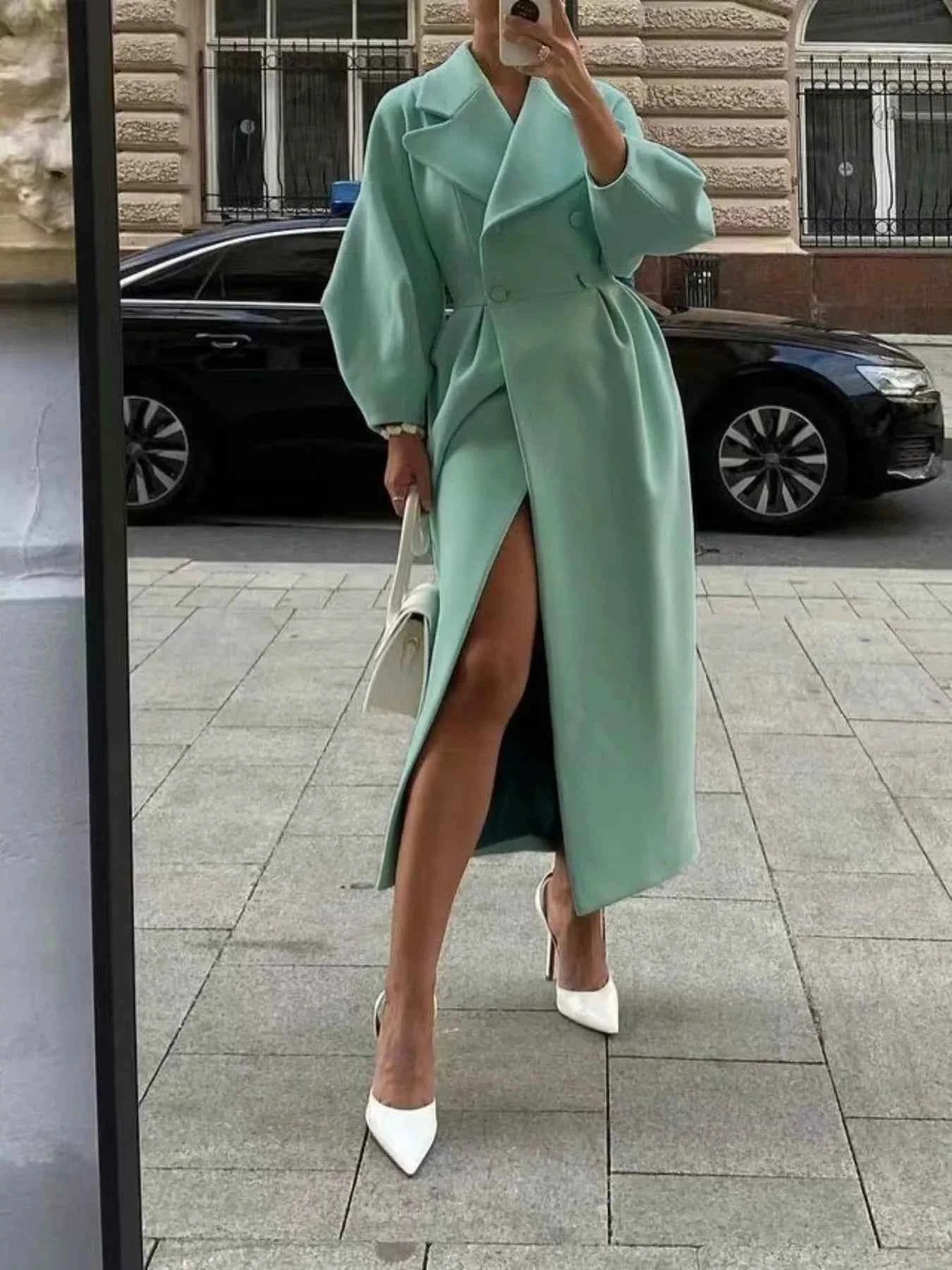 Double-Breasted Longline Coat
