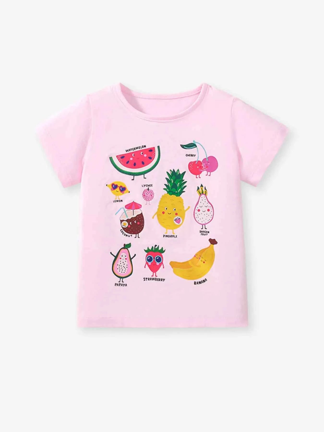 Children's Fruit Print Short Sleeve T-Shirt