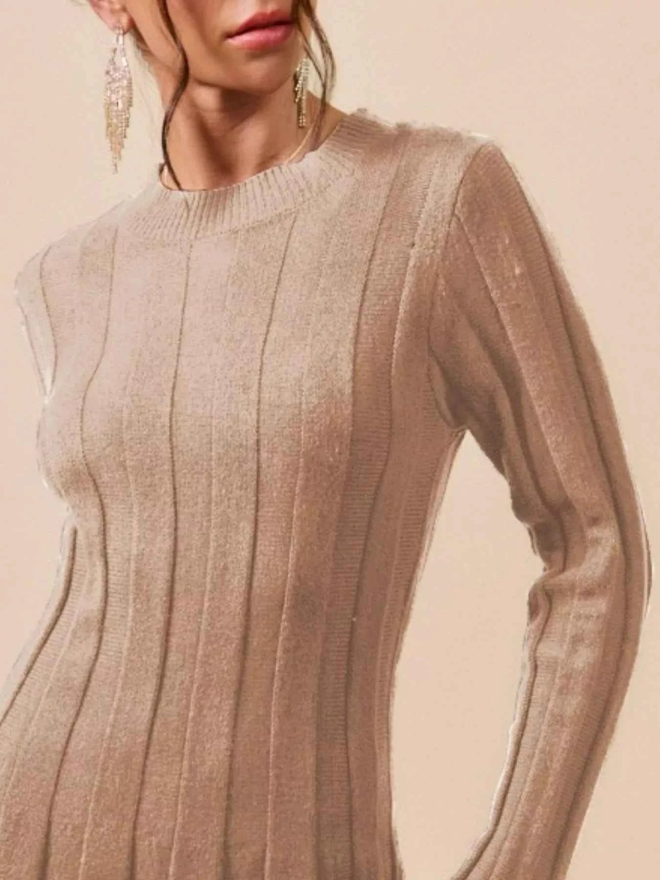 SO ME Ribbed Long Sleeve Mini Sweater Dress