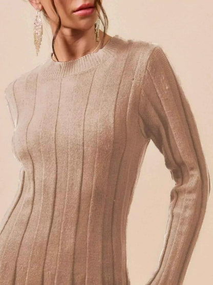 SO ME Ribbed Long Sleeve Mini Sweater Dress