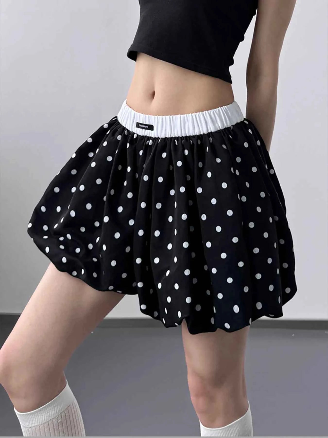 Polka Dot Bubble Shorts with Elastic Waistband