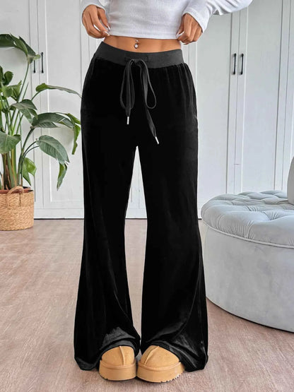 Wide-Leg Drawstring Pants