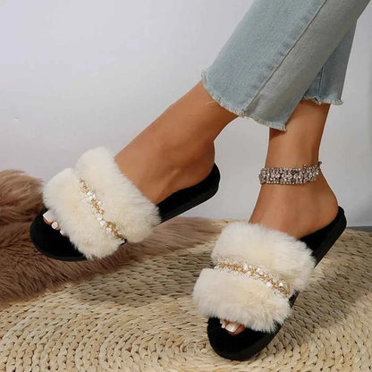 Open Toe Fuzzy Slippers