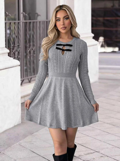 Cable Knit A-Line Sweater Dress