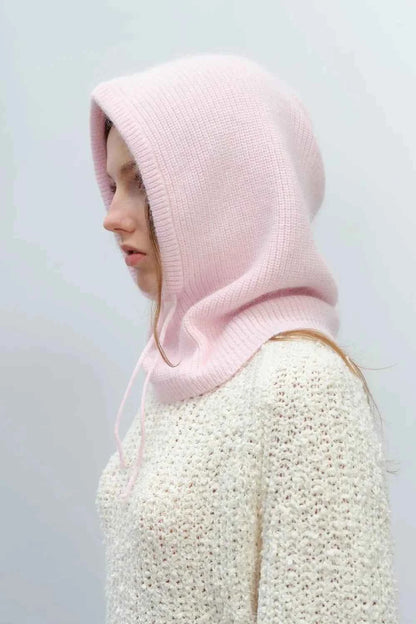 Drawstring Solid Color Thermal Knit Hat