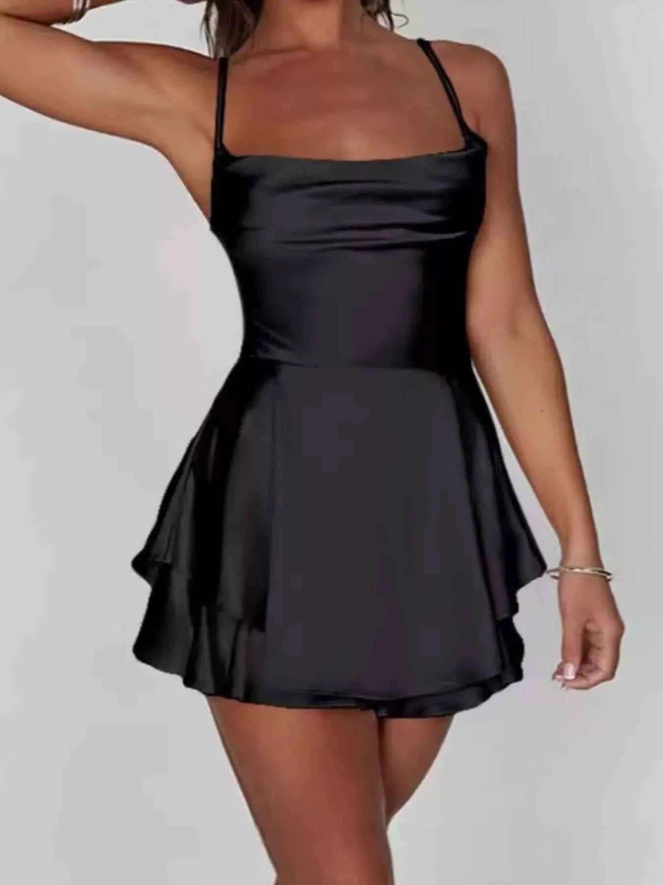 Backless Layered Ruffled Cami Dress