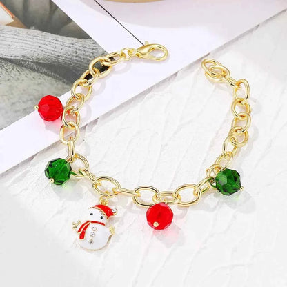Christmas Santa Snowman Bracelet with Colorful Crystal