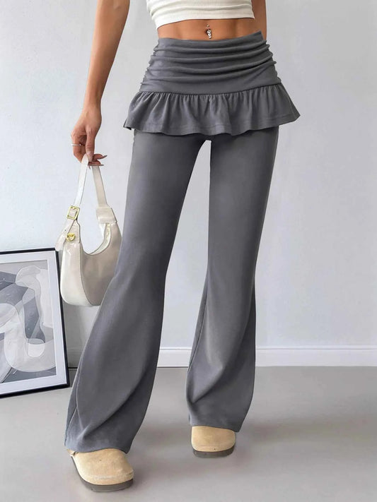 High-Waisted Ruffle Pants
