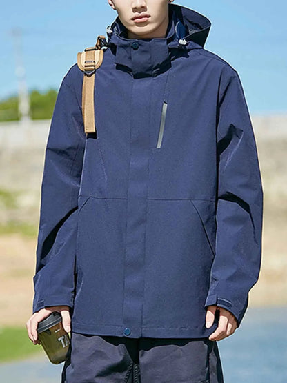 Men's Full Size Zip Up Long Sleeve Hooded Jacket Plus Size