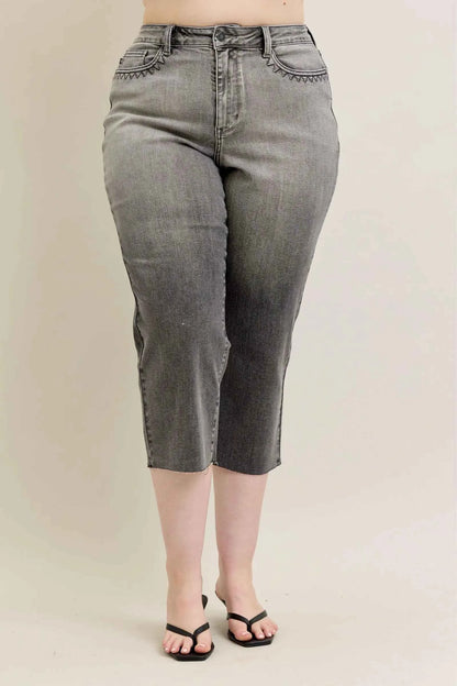 Judy Blue Full Size Wide Leg Capris Jeans Plus Size