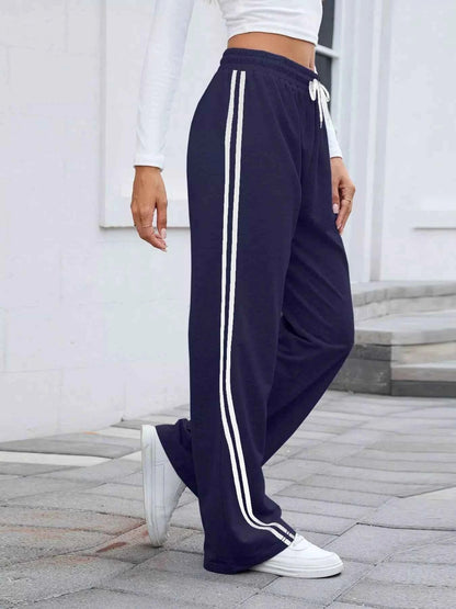 Side Striped Wide Leg Pants