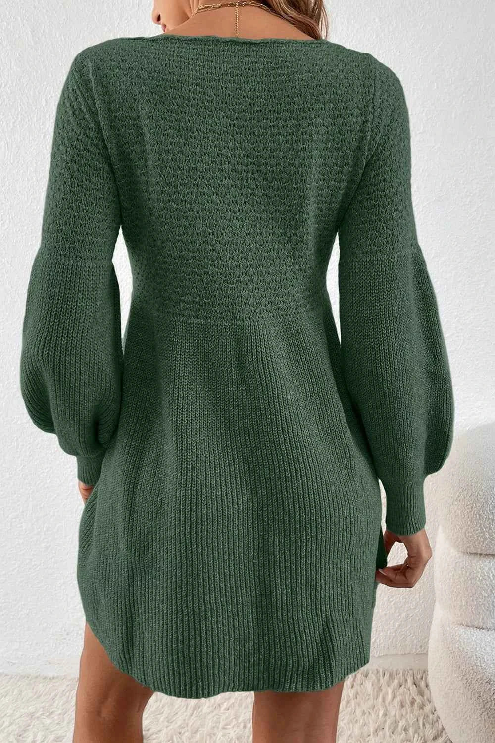 Round Neck Long Sleeve Mini Dress