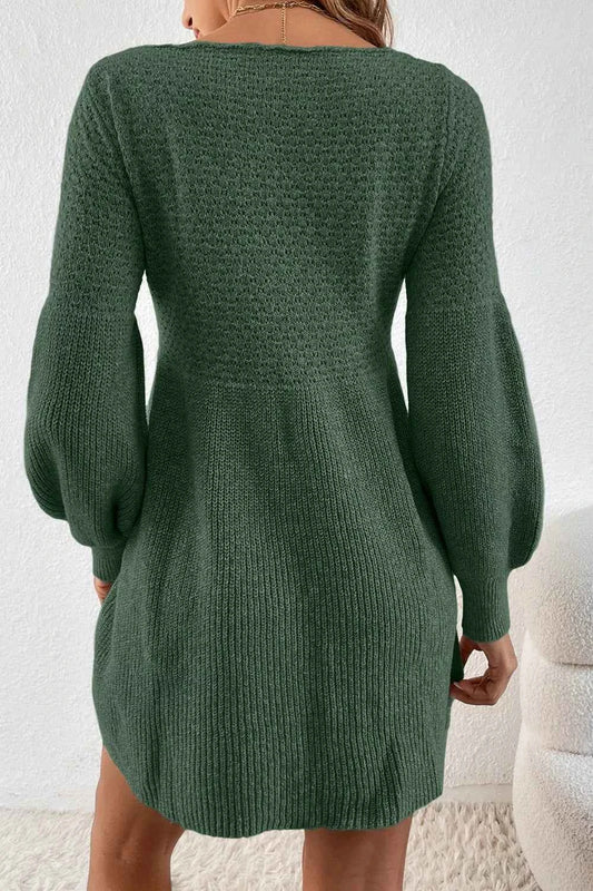 Round Neck Long Sleeve Mini Dress