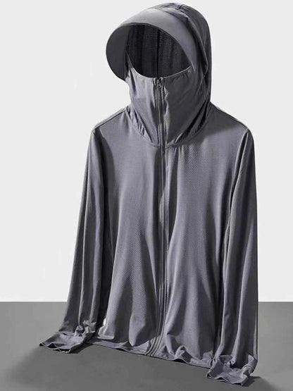 Men's Plus Size Hooded Performance Jacket with Face Shield