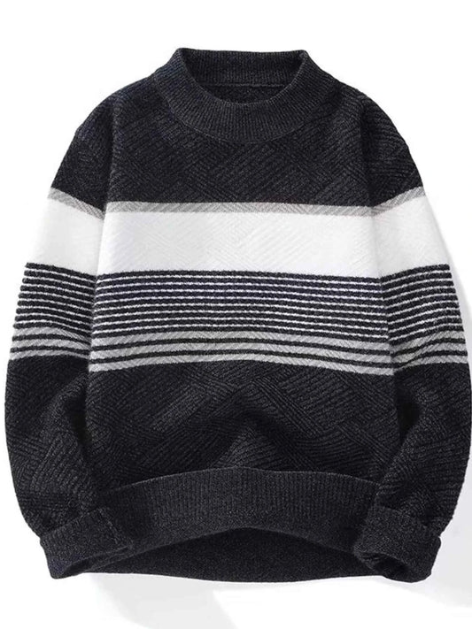 Men's Plus Size Color Block Long Sleeve Sweater