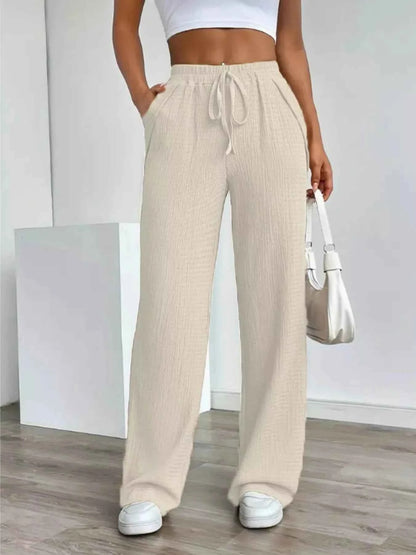 Texture Wide Leg Pants