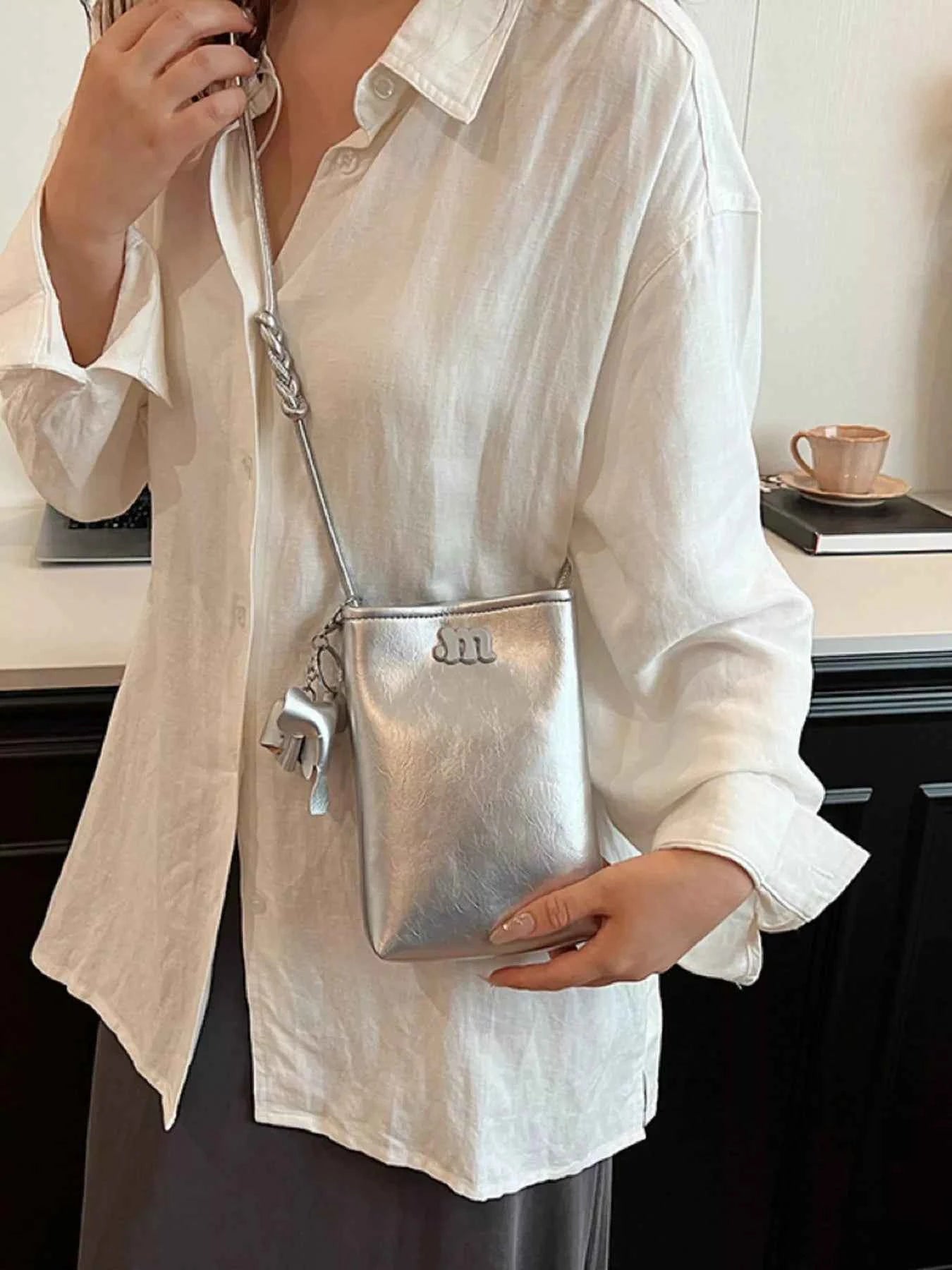 Spaghetti Strap Crossbody Bag with Charm