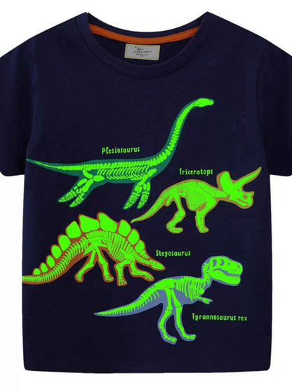 Children's Dinosaur Skeleton Crew Neck Short Sleeve T-Shirt