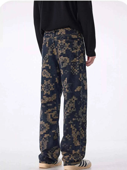 Men's Printed Wide Leg Cargo Pants