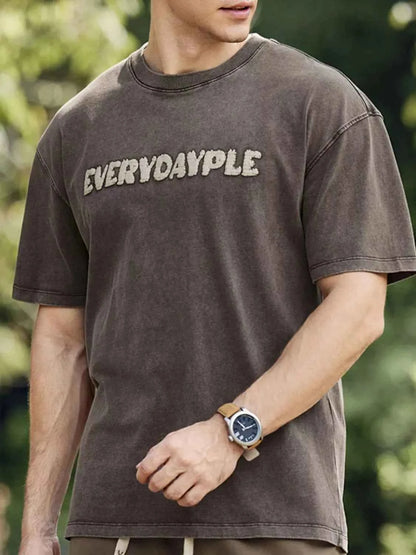 Men's Plus Size Letter Graphic Round Neck T-Shirt