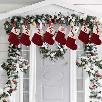 Cable-Knit Contrast Christmas Stockings